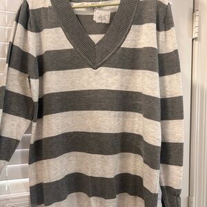 Poof! Gray and White Sweater